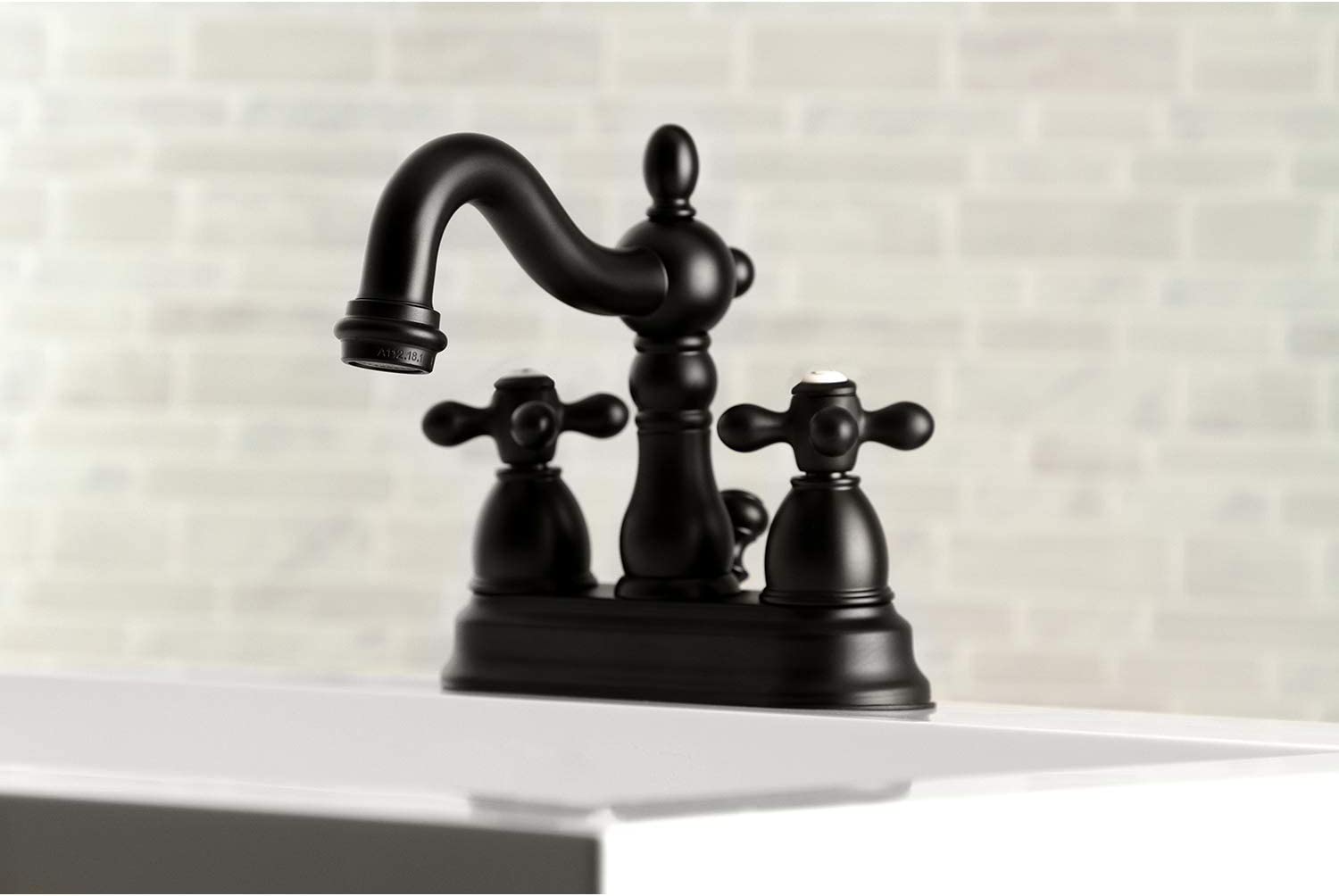 Kingston Brass KB1600AX Heritage 4&#34; Centerset Bathroom Faucet, Matte Black