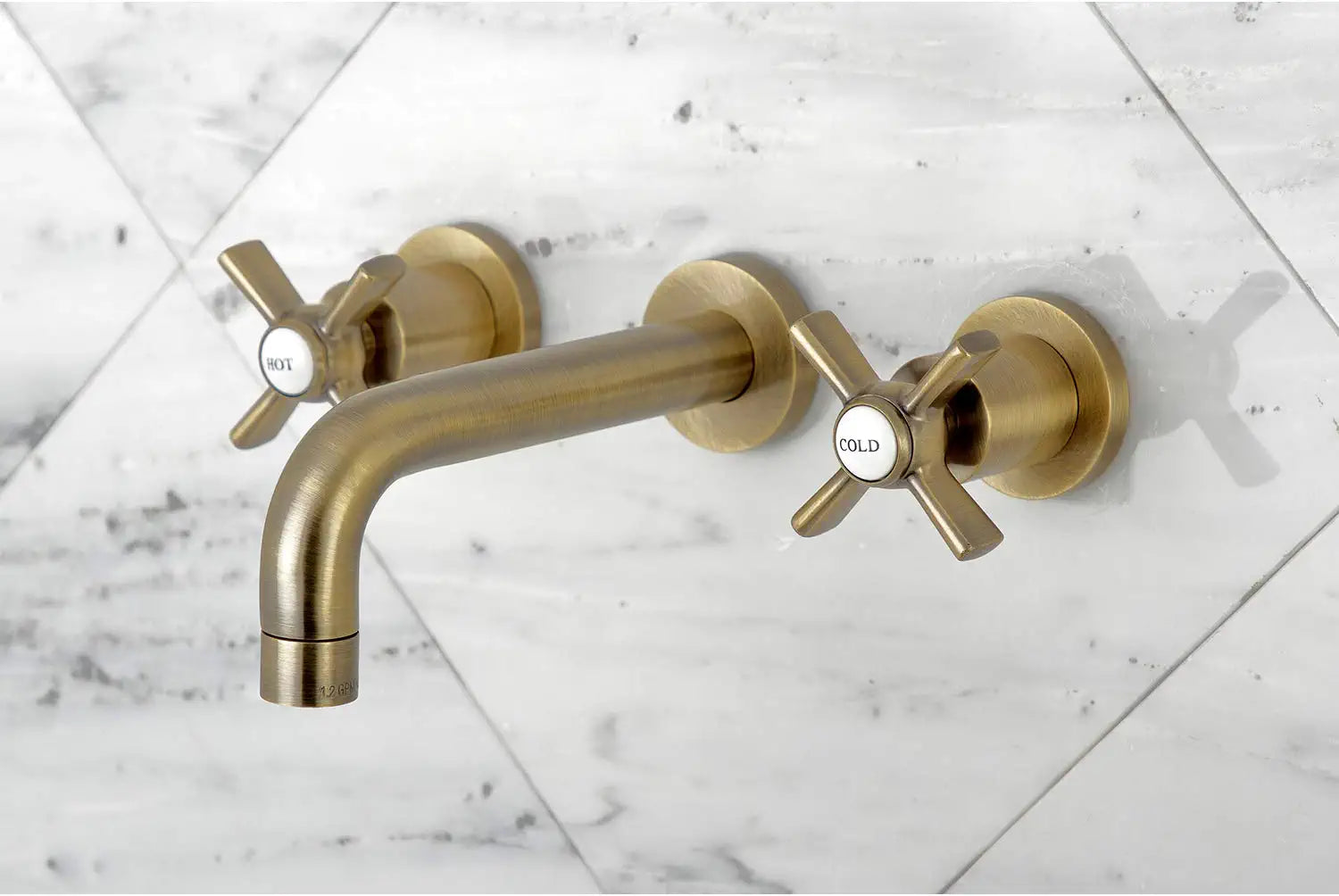 Kingston Brass KS8123ZX Millennium 2-Handle Wall Mount Bathroom Faucet, Antique Brass