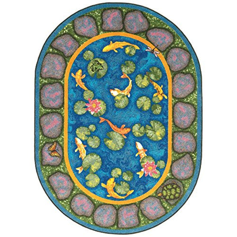 Joy Carpets Kid Essentials Early Childhood Oval Marias Garden Rug, Multicolored, 78 x 109