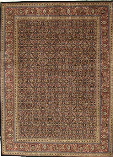 Pasargad Home Baku Collection Lamb's Wool Area Rug- Hand-Knotted Construction, Patterned Rugs for Living Room, Bedroom, Home Dining, 2' 5" X 19'10", Navy/Rust