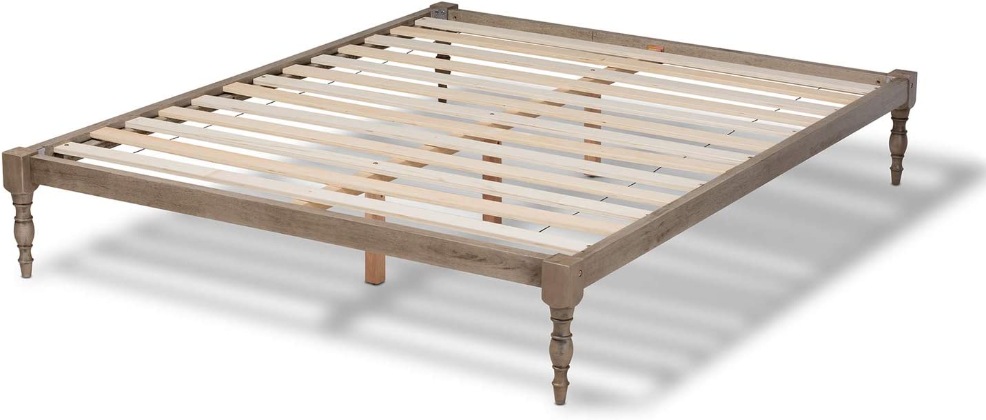 Baxton Studio Iseline Modern and Contemporary Antique Grey Finished Wood Full Size Platform Bed Frame