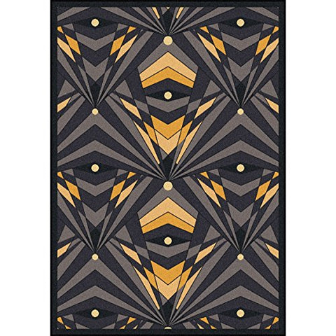 Joy Carpets Any Day Matinee Deco Strobe Theater Area Rugs, 64-Inch by 92-Inch by 0.36-Inch, Charcoal