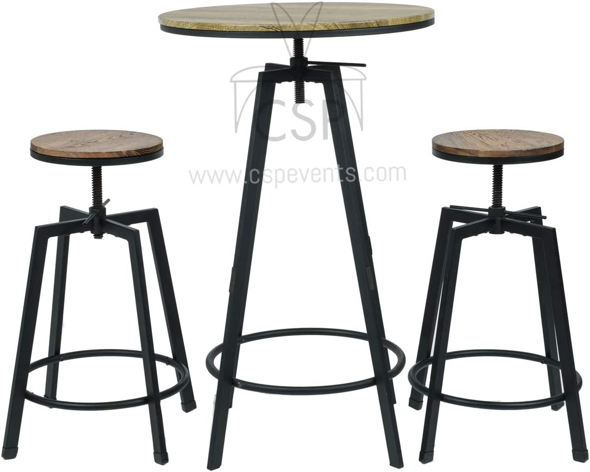 Commercial Seating Products Swivel Wood Top Table Chairs, Black