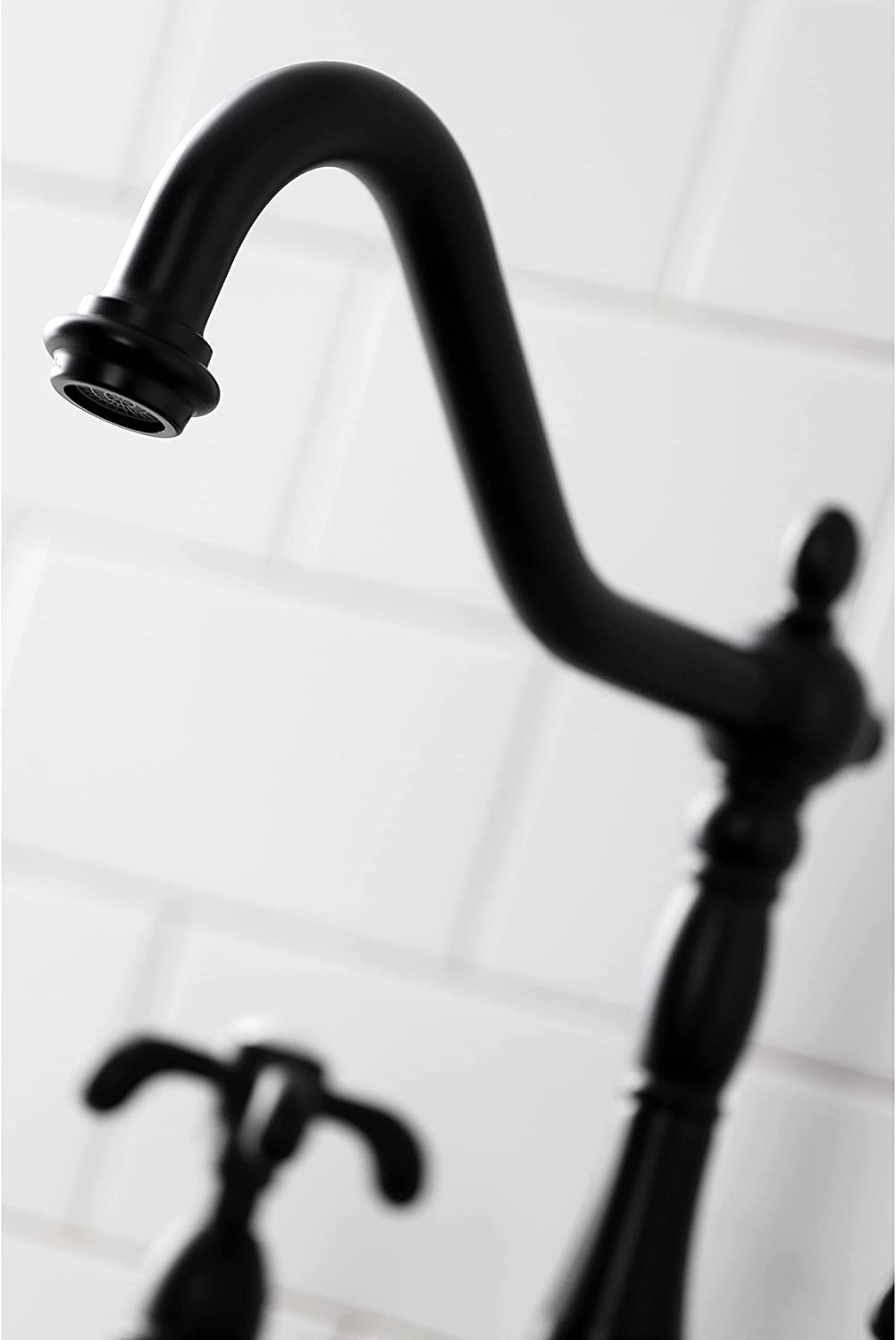 Kingston Brass KS1270TXBS French Country Bridge Kitchen Faucet, Matte Black