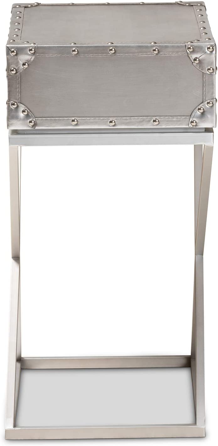 Baxton Studio William Modern French Industrial Silver Metal 1-Drawer Nightstand