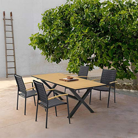ARMEN LIVING SETODDIPS5 Paseo Paseo &amp; Portals Outdoor 5 Piece Black Aluminum Dining Set
