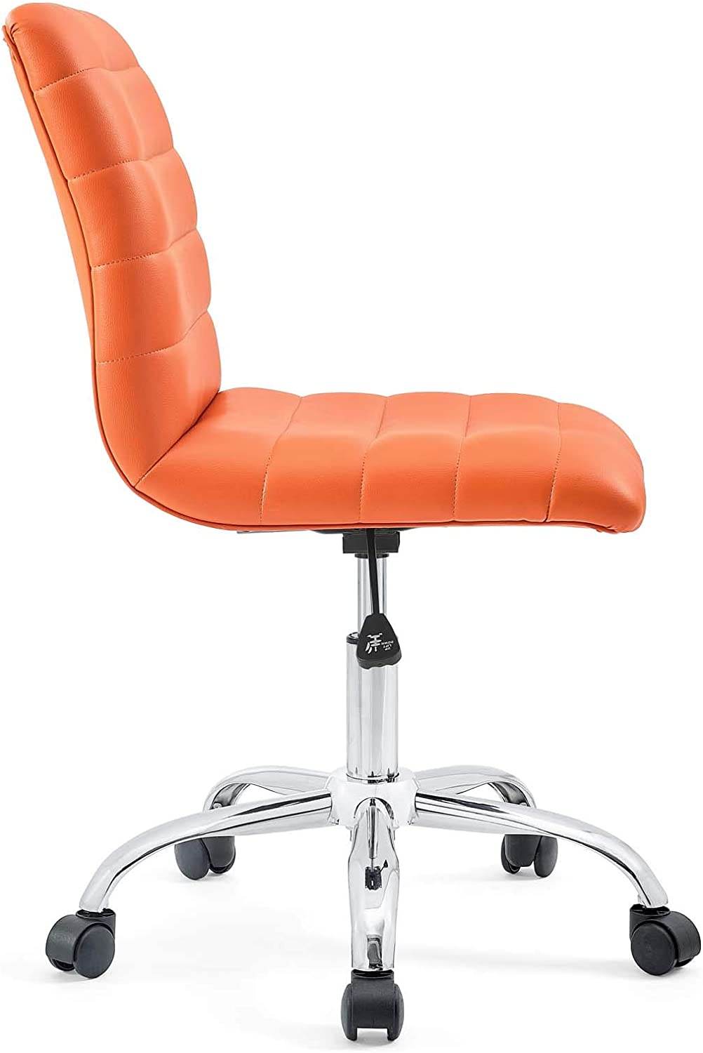 Modway Ripple Ribbed Armless Mid Back Swivel Computer Desk Office Chair In Orange