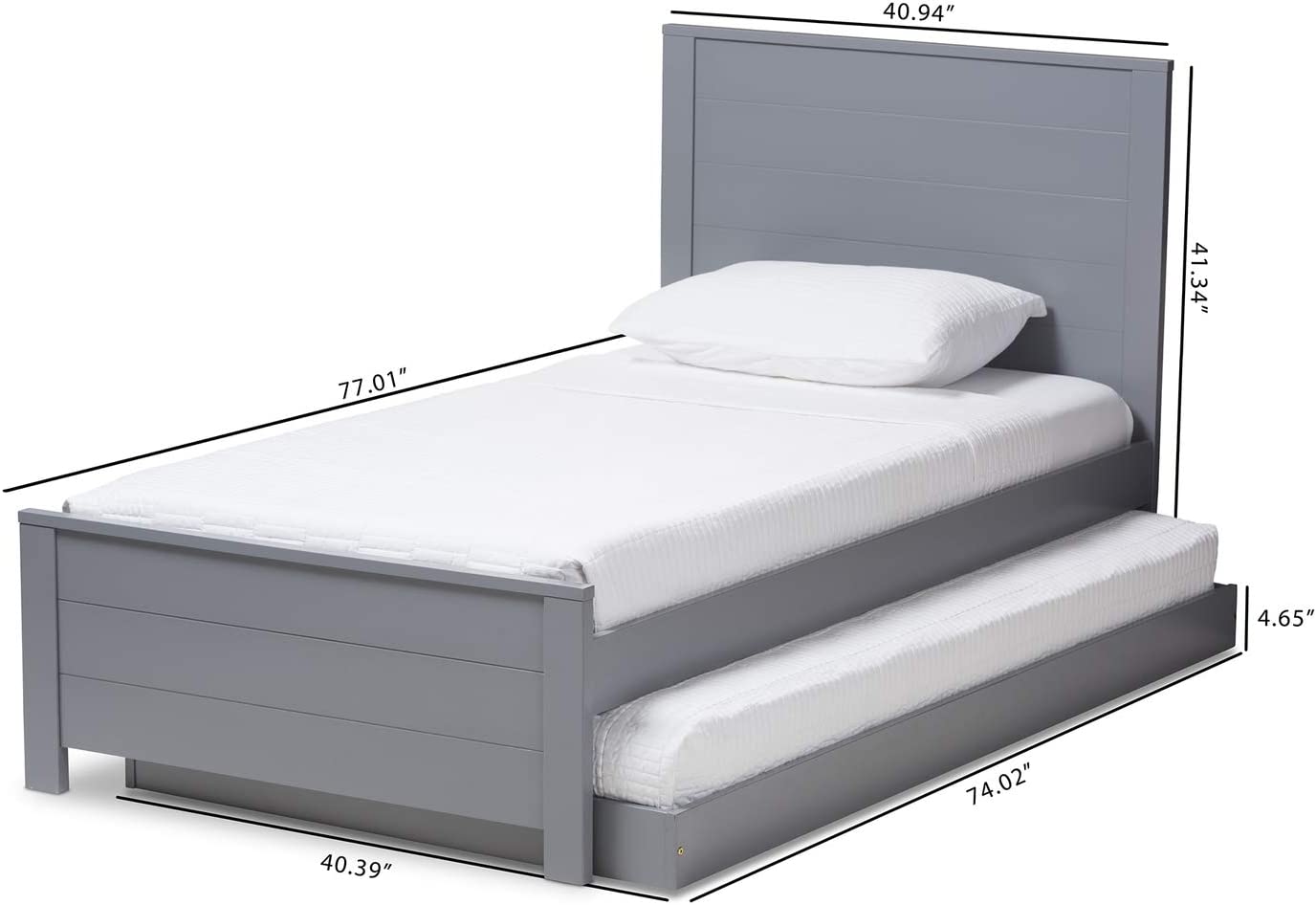 Baxton Studio Catalina Twin Platform Bed Grey/Twin//Light Wood/Mission/Rubber Wood/Poplar/LVL