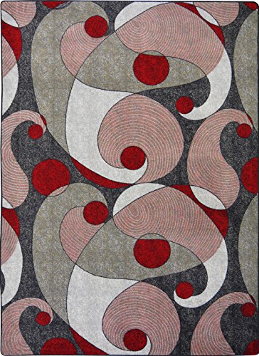 Joy Carpets Kid Essentials Jazzy Teen Area Rugs, 92-Inch by 129-Inch by 0.36-Inch, Red/Gray