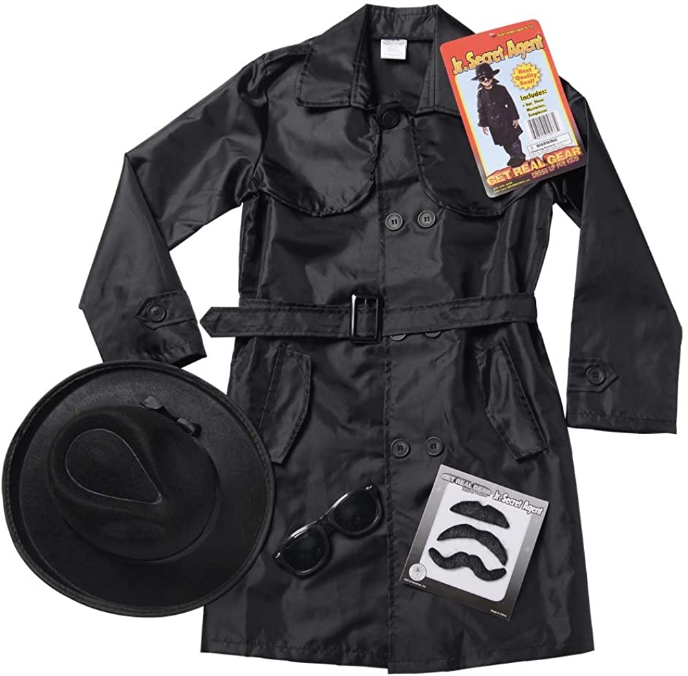 Aeromax Jr. Secret Agent with accessories, Size Youth Large, OSFM ages 9-12, Black