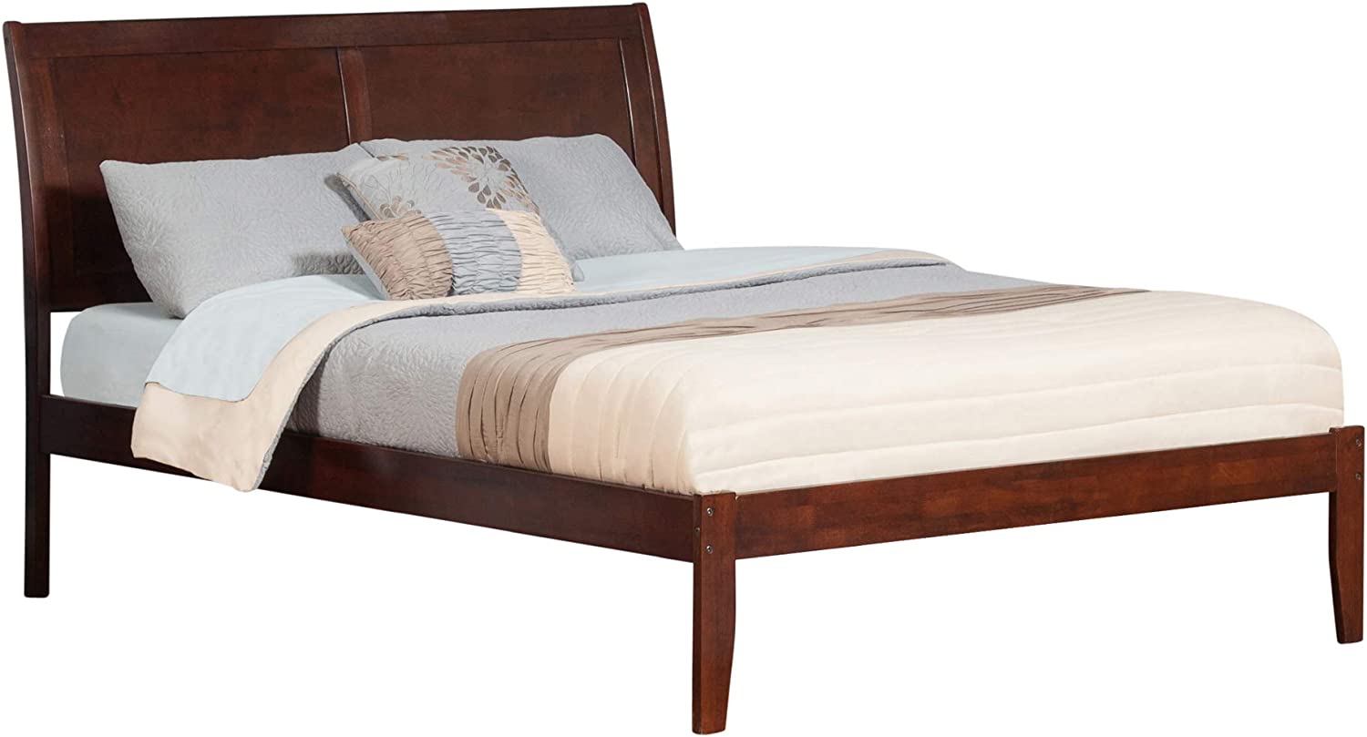 AFI Portland Platform Bed with Open Footboard and Turbo Charger, Queen, Walnut