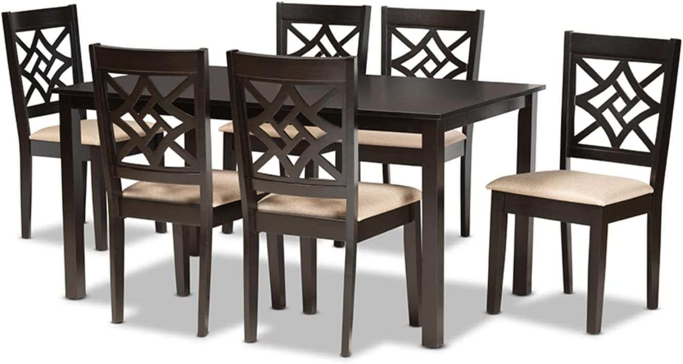 Baxton Studio Nicolette Modern and Contemporary Dark Brown Finished Wood 7-Piece Dining Set