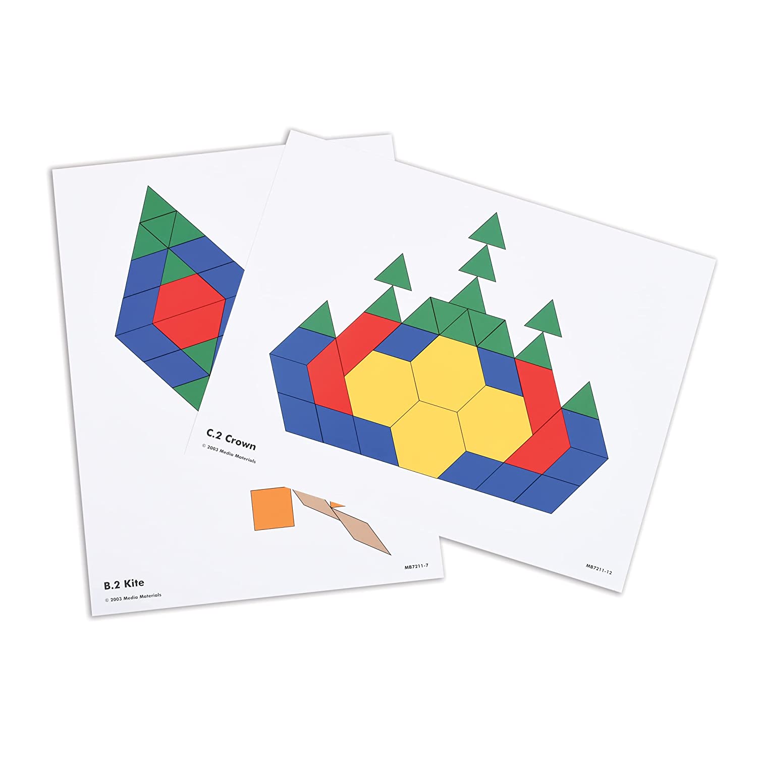 Learning Advantage Pattern Block Activity Cards - In-Home Learning Activity for Early Math &amp; Geometry - Set of 20 - Teach Creativity, Sequencing and Patterning