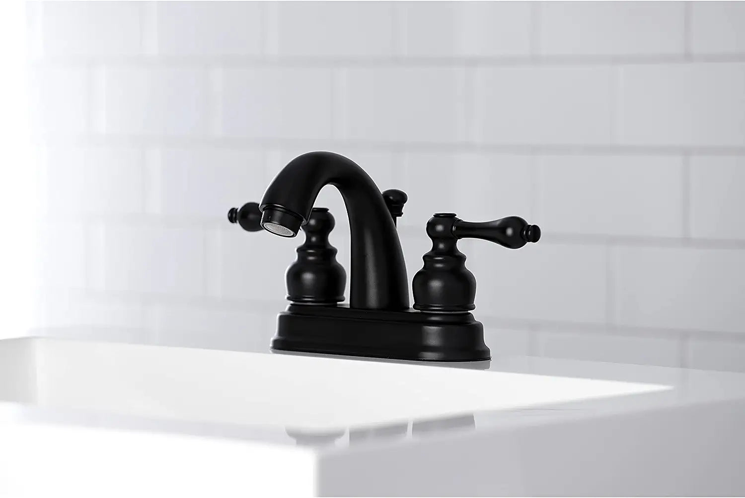 Kingston Brass KB5610AL Restoration 4&#34; Centerset Bathroom Faucet, Matte Black