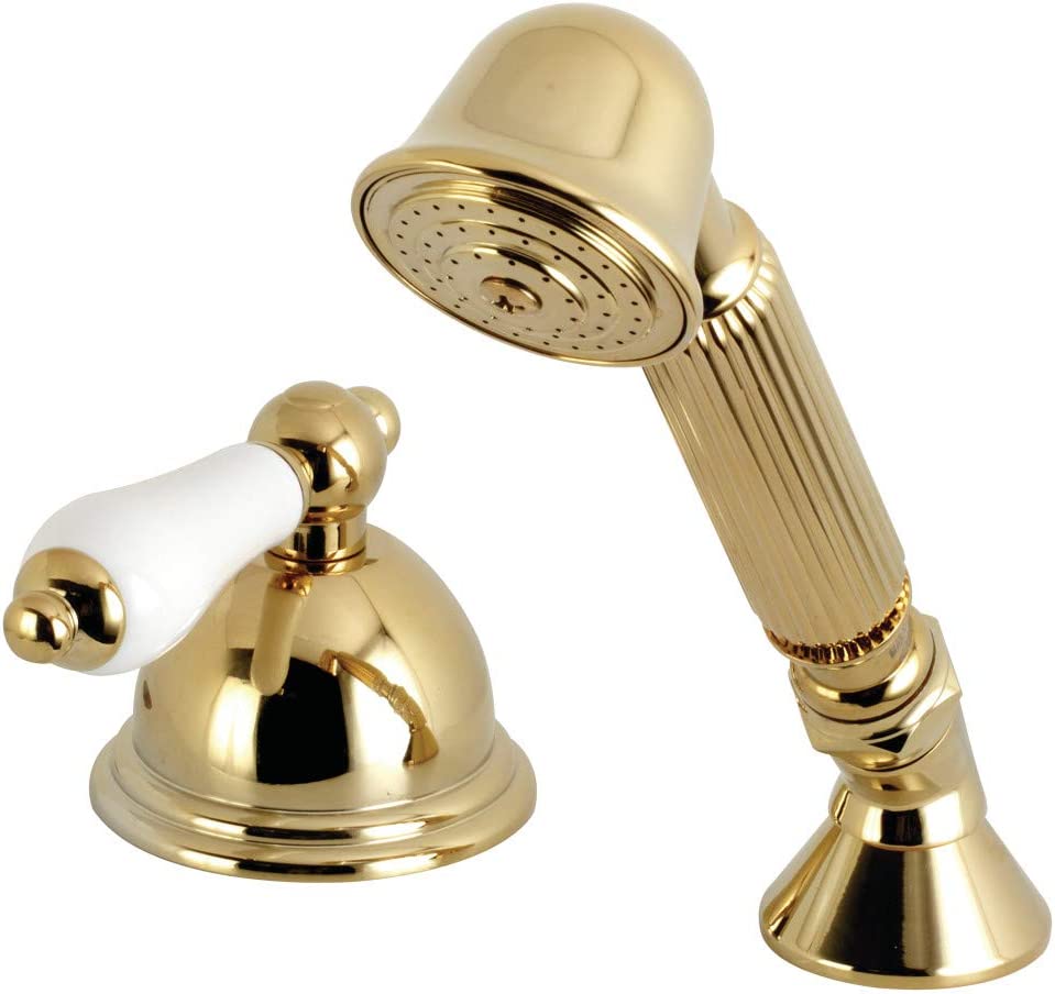 Kingston Brass KSK3352PLTR Vintage Deck Mount Hand Shower with Diverter for Roman Tub Faucet, Polished Brass