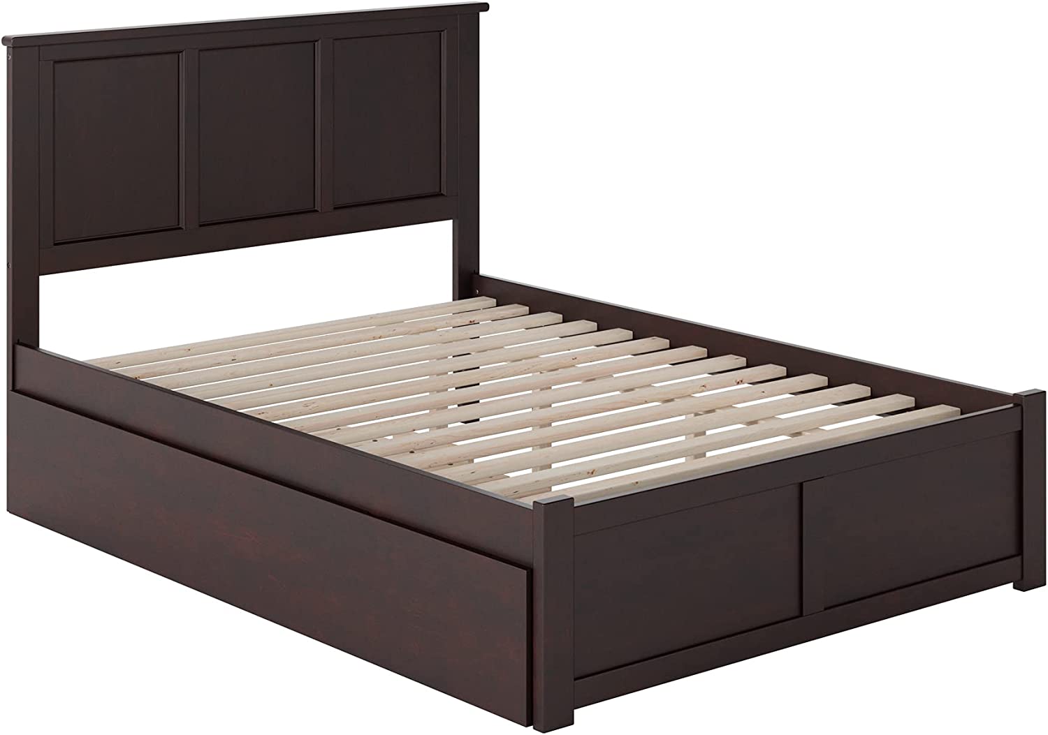 AFI Madison Platform Bed with Flat Panel Footboard and Turbo Charger with Twin Size Urban Trundle, Full, Espresso