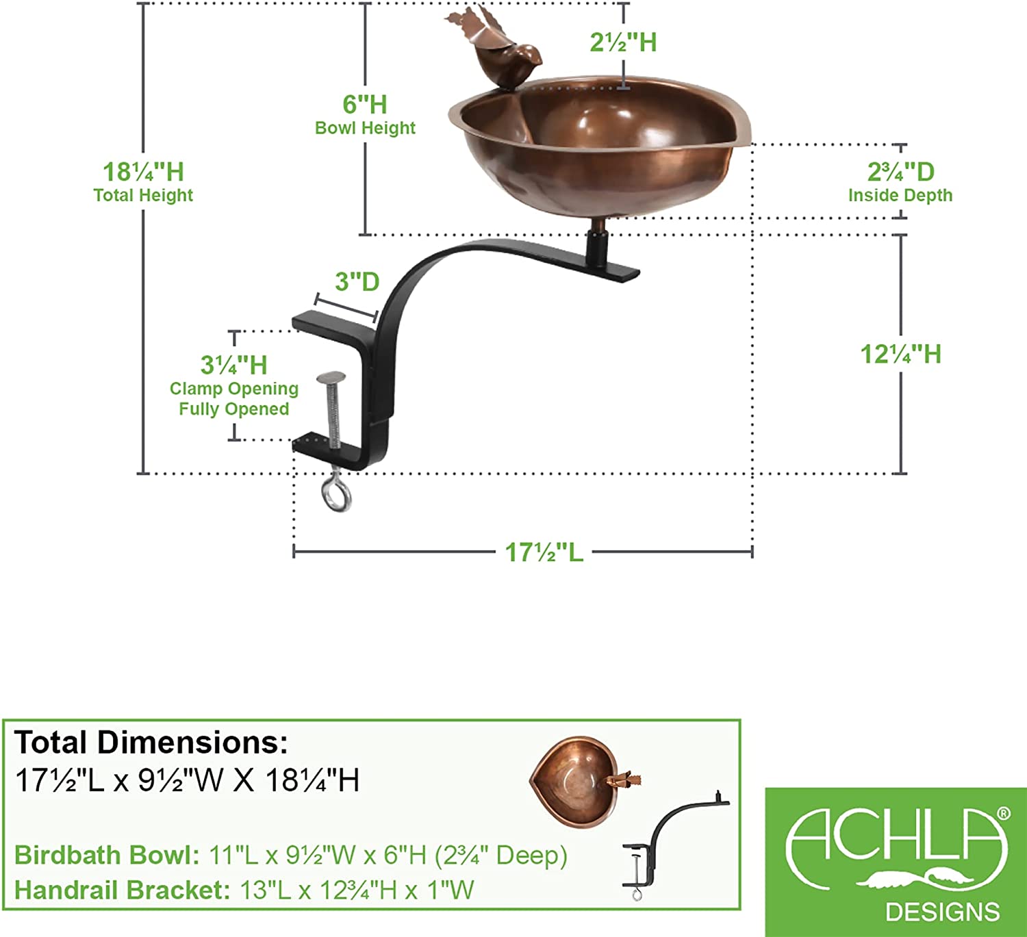 Heart Shaped Birdbath- Rail Mount Bracket