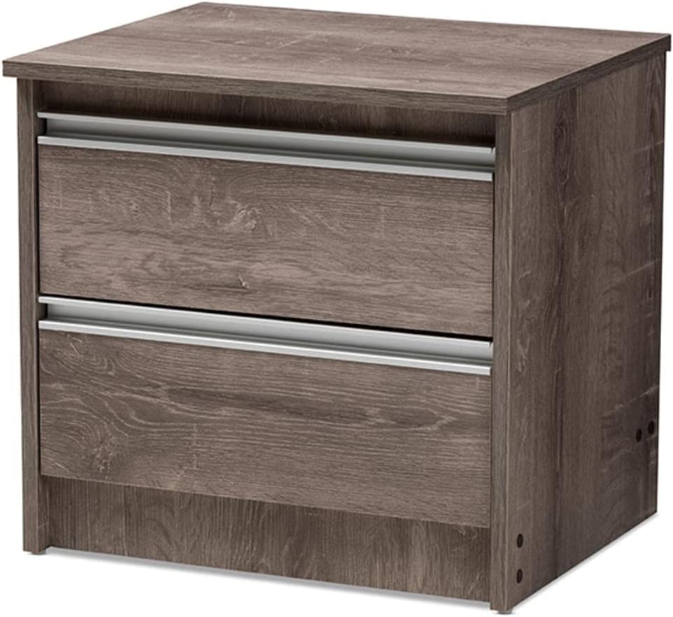 Baxton Studio Gallia Modern and Contemporary Oak Brown Finished 2-Drawer Nightstand