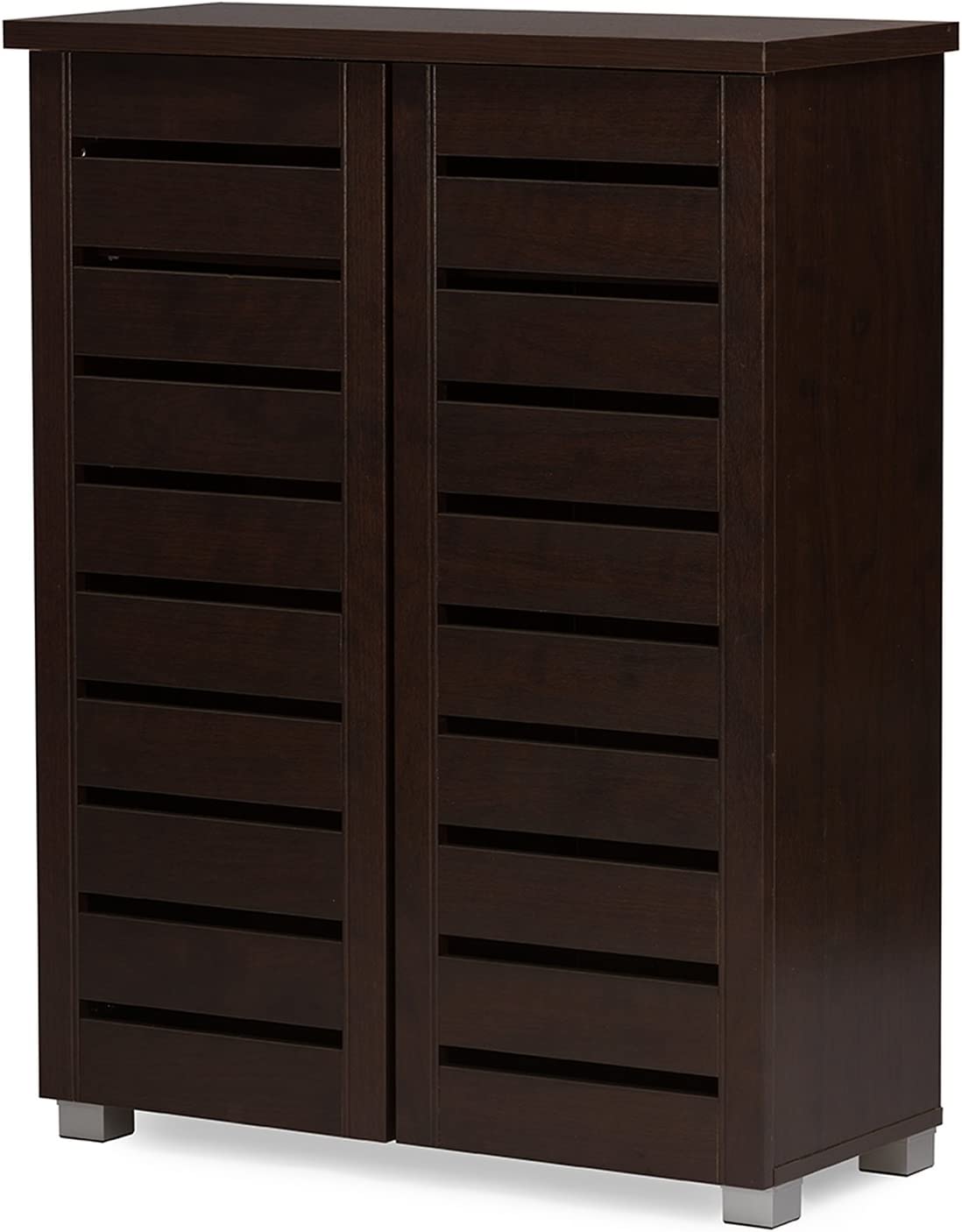 Wholesale Interiors Baxton Studio Adalwin Modern and Contemporary 2-Door Dark Brown Wooden Entryway Shoes Storage Cabinet