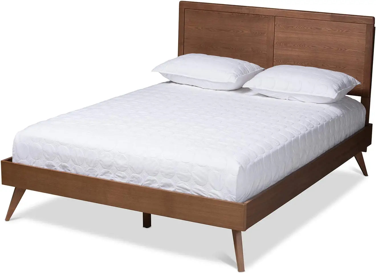 Baxton Studio Zenon Mid-Century Modern Walnut Brown Finished Wood Queen Size Platform Bed