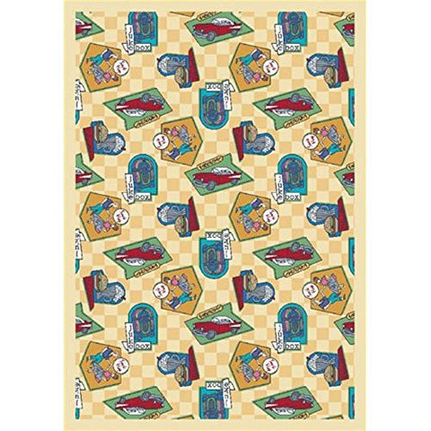 Joy Carpets Kaleidoscope Fabulous Fifties Whimsical Area Rugs, 92-Inch by 129-Inch by 0.36-Inch, Gold