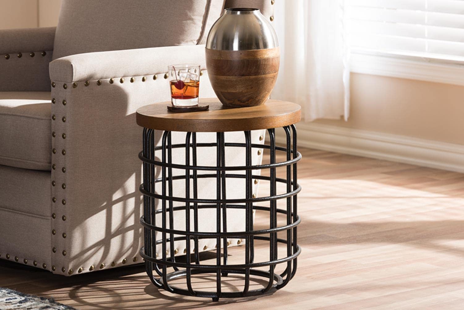 Baxton Studio Carie Rustic Industrial Style Accent Table