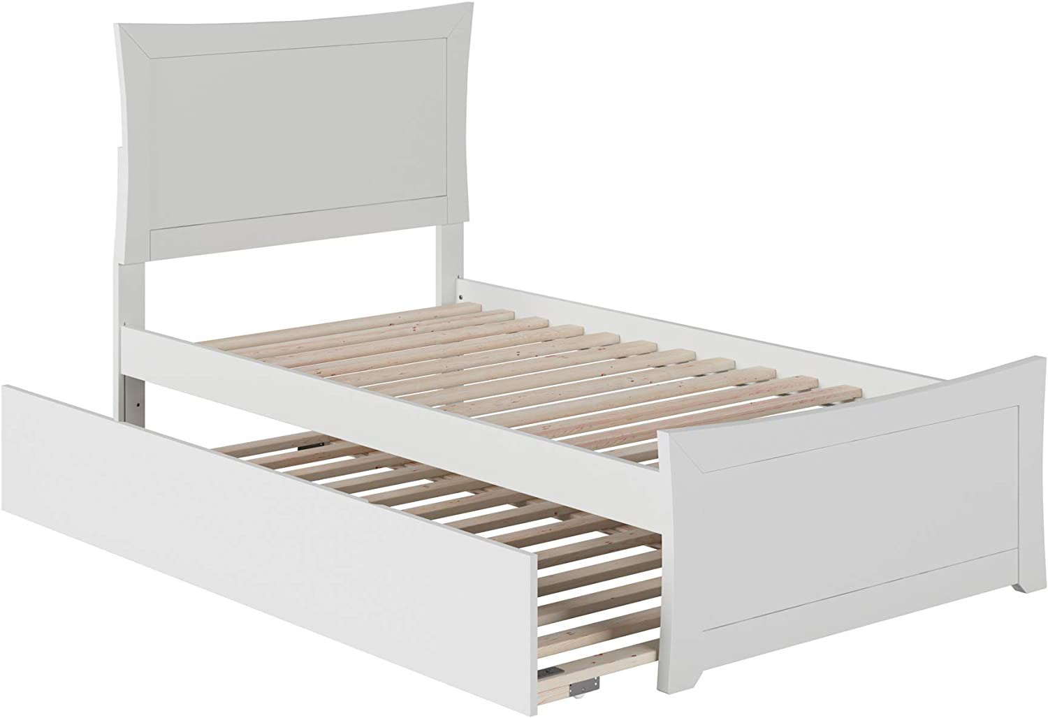 AFI Metro Platform Bed with Matching Footboard and Turbo Charger with Twin Extra Long Trundle, XL, White