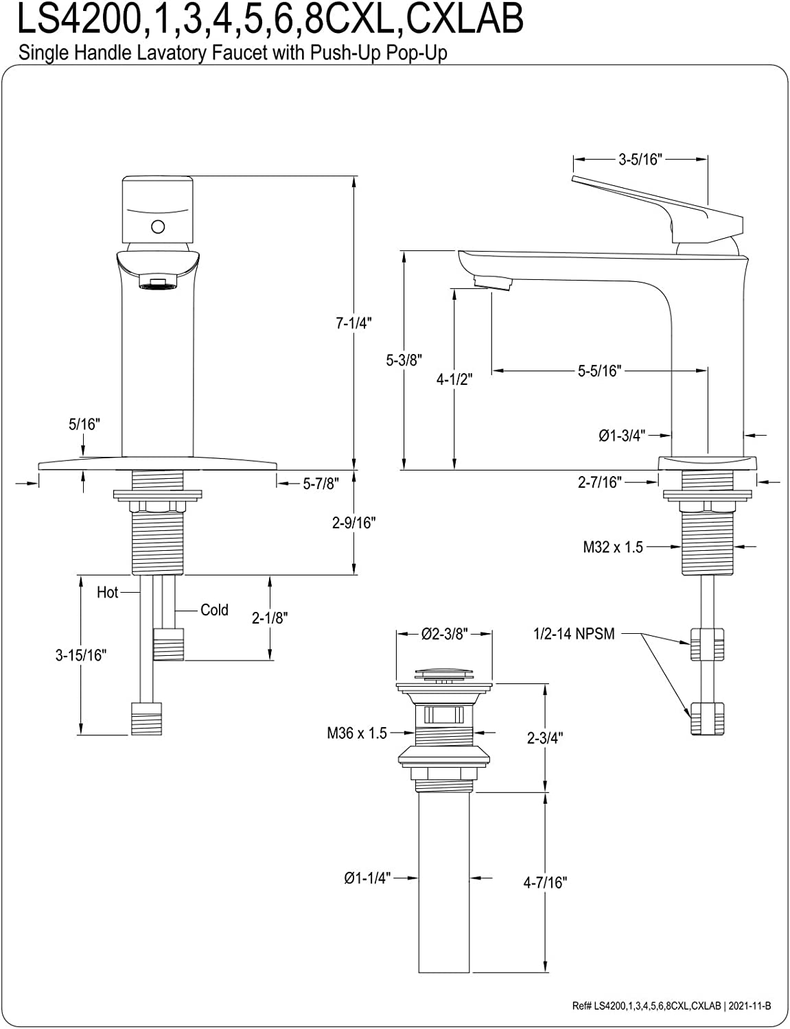 Kingston Brass LS4201CXL Frankfurt Bathroom Faucet, Polished Chrome