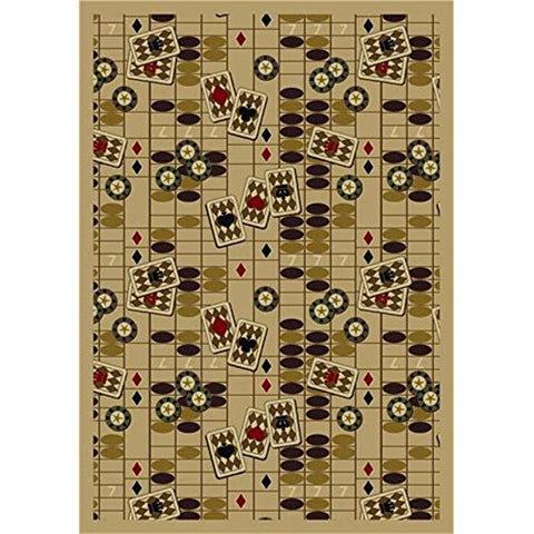 Joy Carpets Games People Play Feeling Lucky Gaming Area Rugs, 92-Inch by 129-Inch by 0.36-Inch, Beige