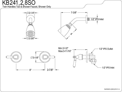 Kingston Brass KB242SO Magellan Shower Faucet, Polished Brass