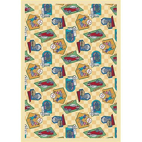 Joy Carpets Kaleidoscope Fabulous Fifties Whimsical Area Rugs, 64-Inch by 92-Inch by 0.36-Inch, Gold