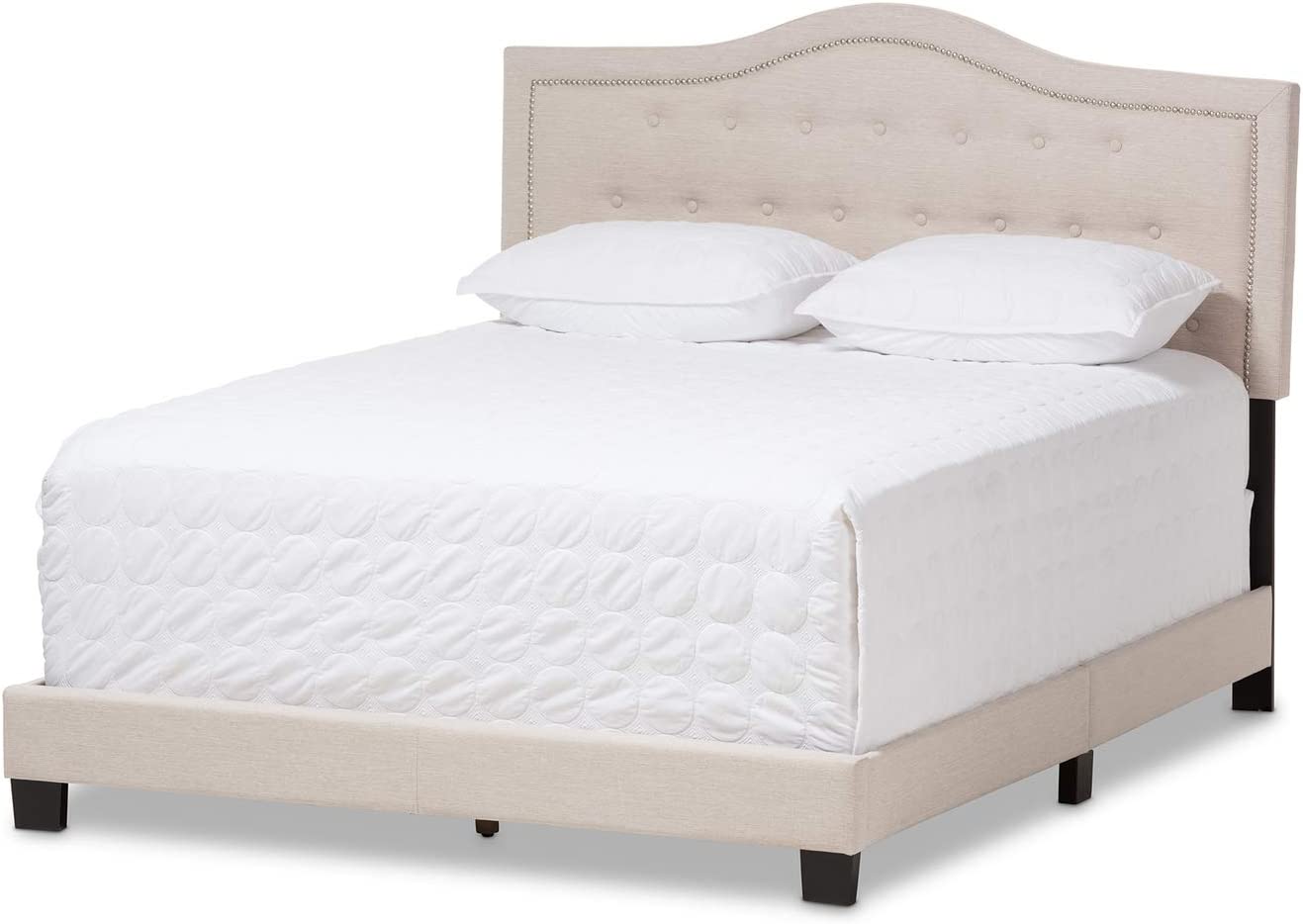 Baxton Studio Emerson Modern and Contemporary Light Beige Fabric Upholstered Queen Size Bed