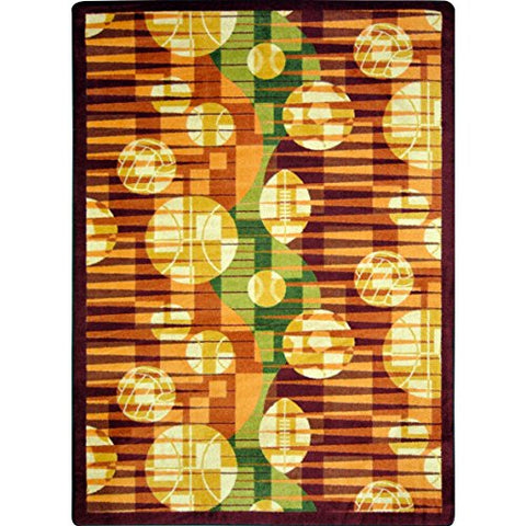 Joy Carpets Sports Fan Keeping Score Sports Area Rugs, 92-Inch by 129-Inch by 0.36-Inch, Rust