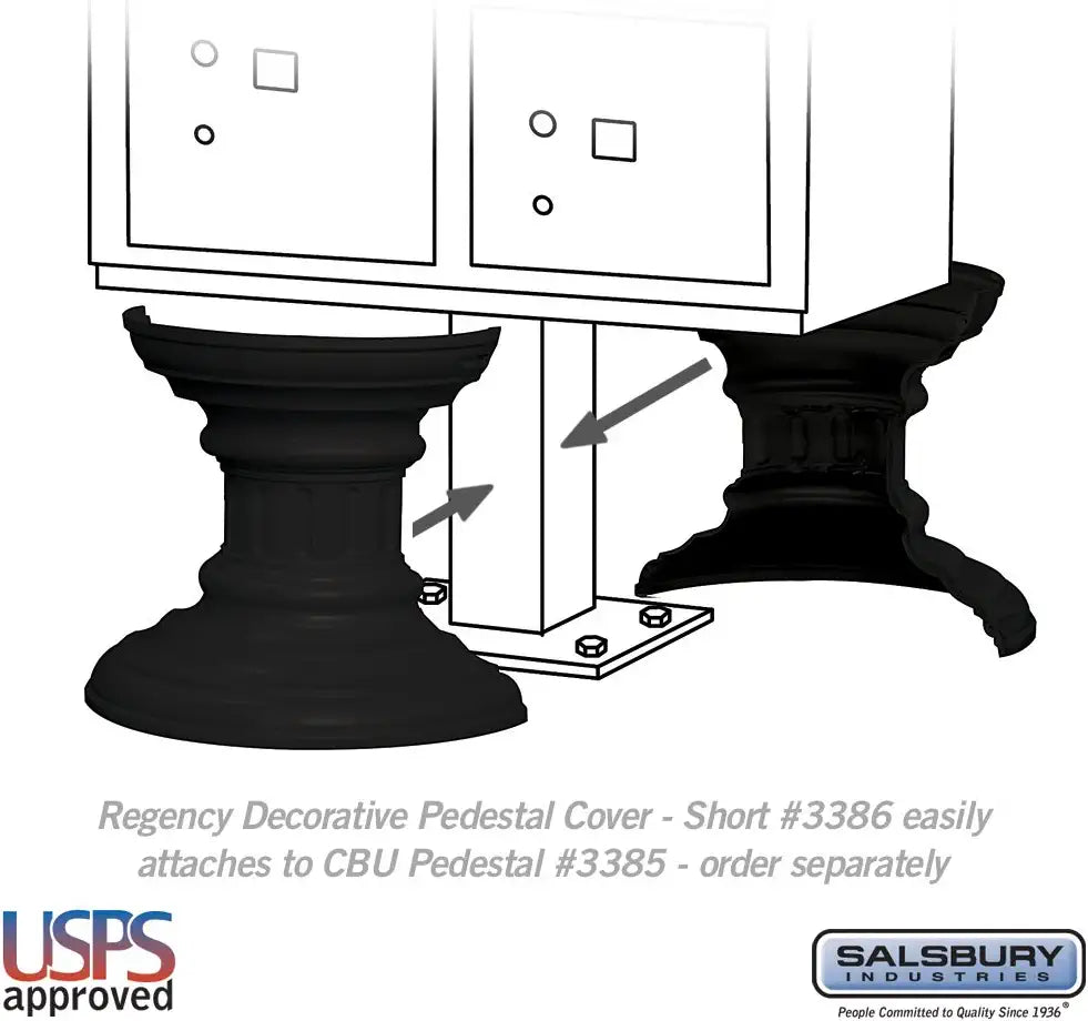 Salsbury Industries 3386BLK Regency Decorative Pedestal Cover Short, Black