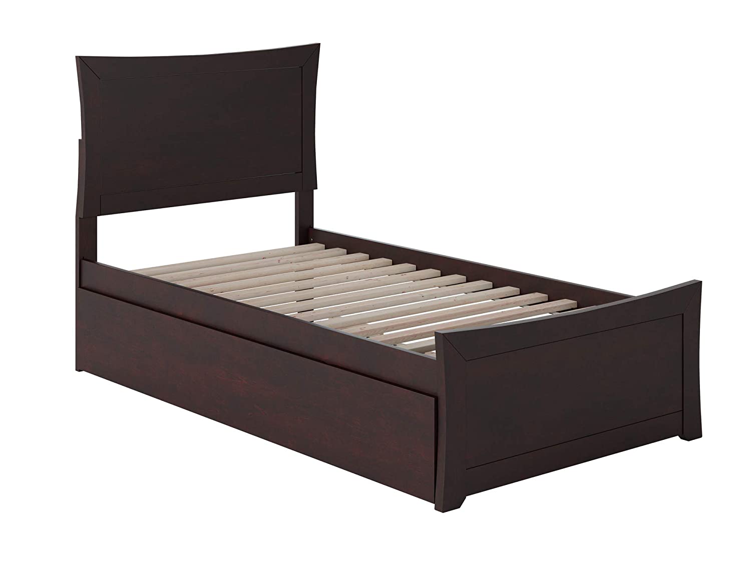 AFI Metro Platform Bed with Matching Footboard and Turbo Charger with Twin Extra Long Trundle, XL, Espresso