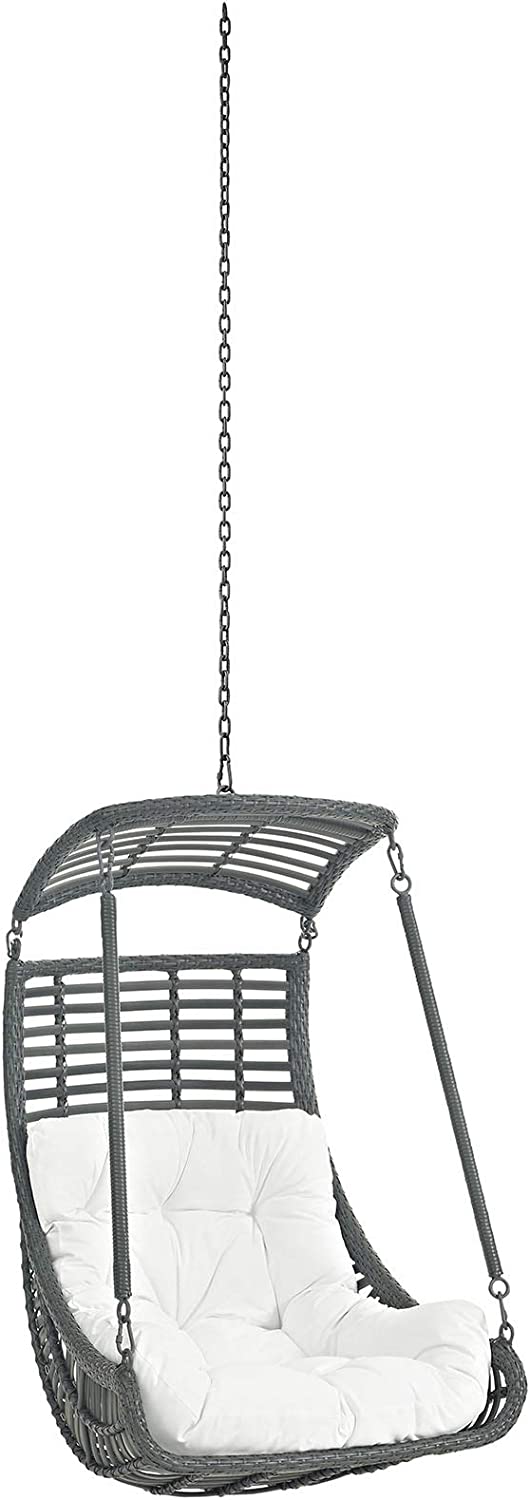Modway EEI-2655-WHI-SET Jungle Outdoor Patio Swing Chair Set with Hanging Steel Chain, Without Stand, White