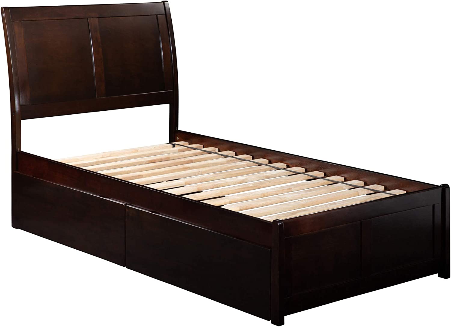 AFI Portland Platform Matching Footboard and Turbo Charger with Urban Bed Drawers, Twin XL, Espresso