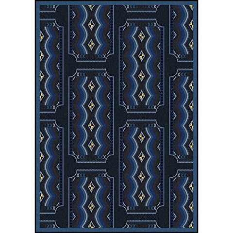 Joy Carpets Any Day Matinee Deco Ticket Theater Area Rugs, 64-Inch by 92-Inch by 0.36-Inch, Blue