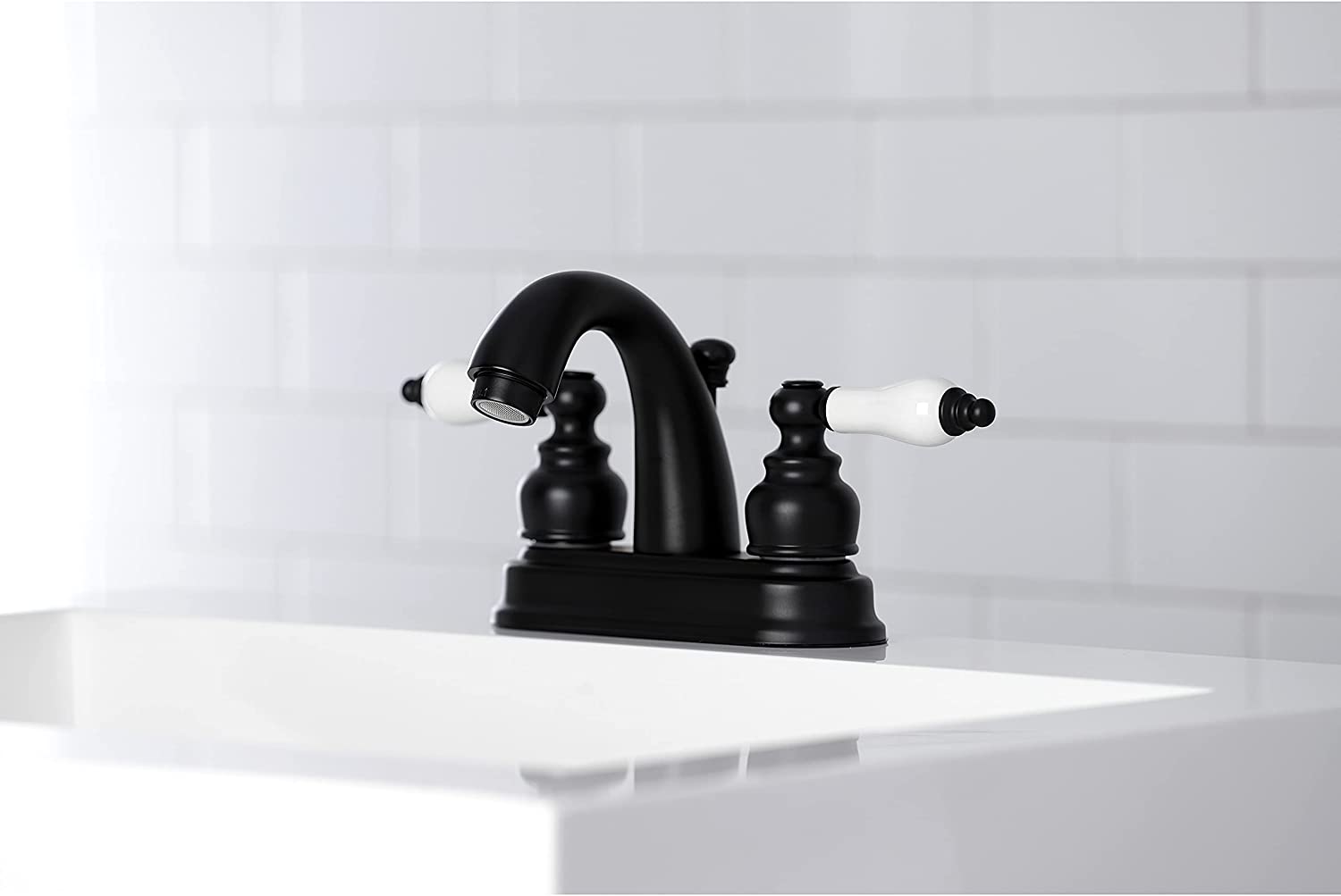 Kingston Brass KB5610PL Restoration 4&#34; Centerset Bathroom Faucet, Matte Black