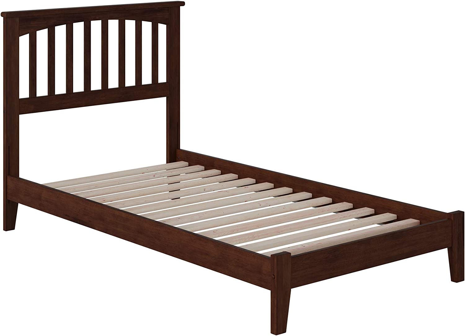 AFI Mission Platform Bed with Open Footboard and Turbo Charger, Twin, Walnut