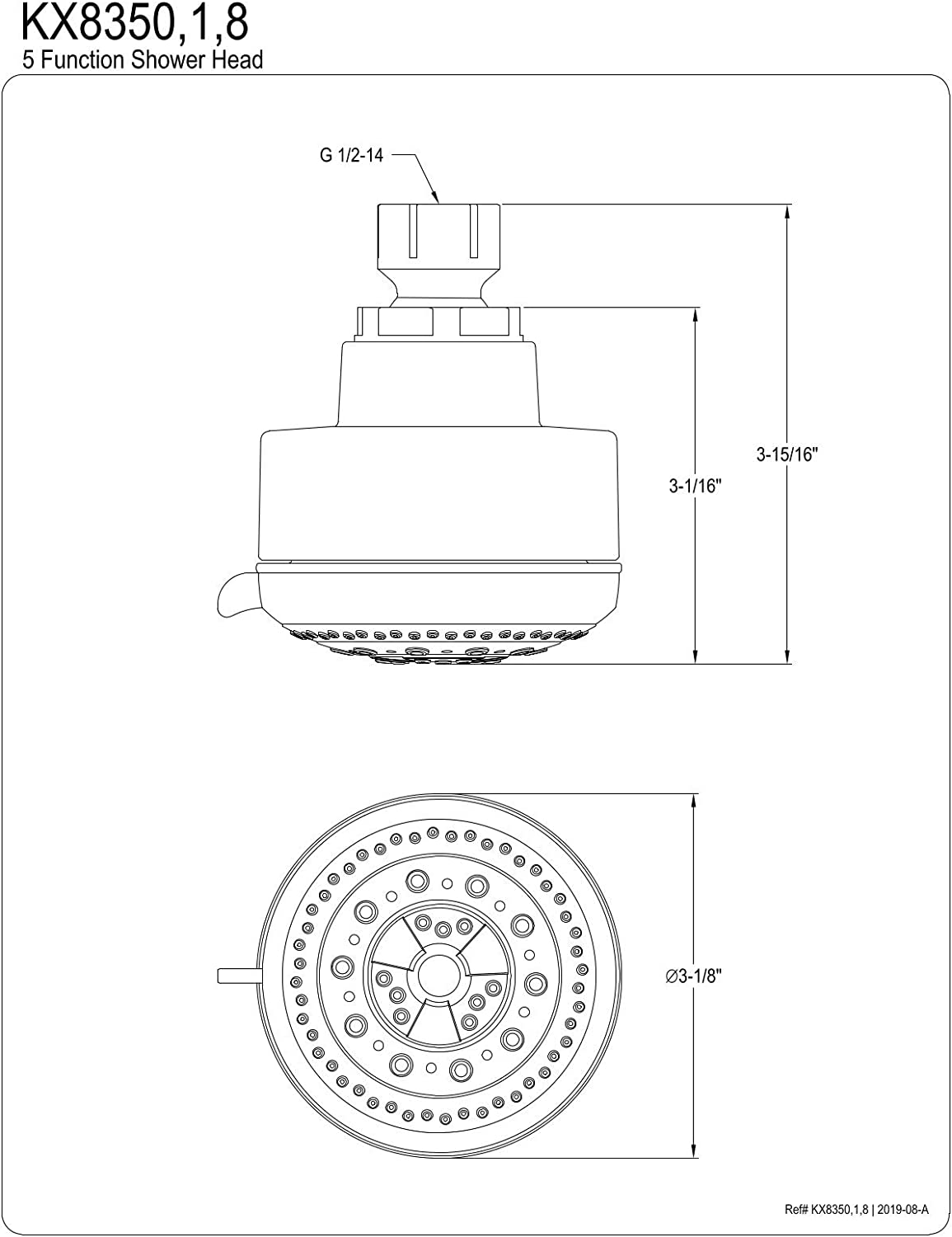 Kingston Brass KX8350 Vilbosch Shower Head, Matte Black