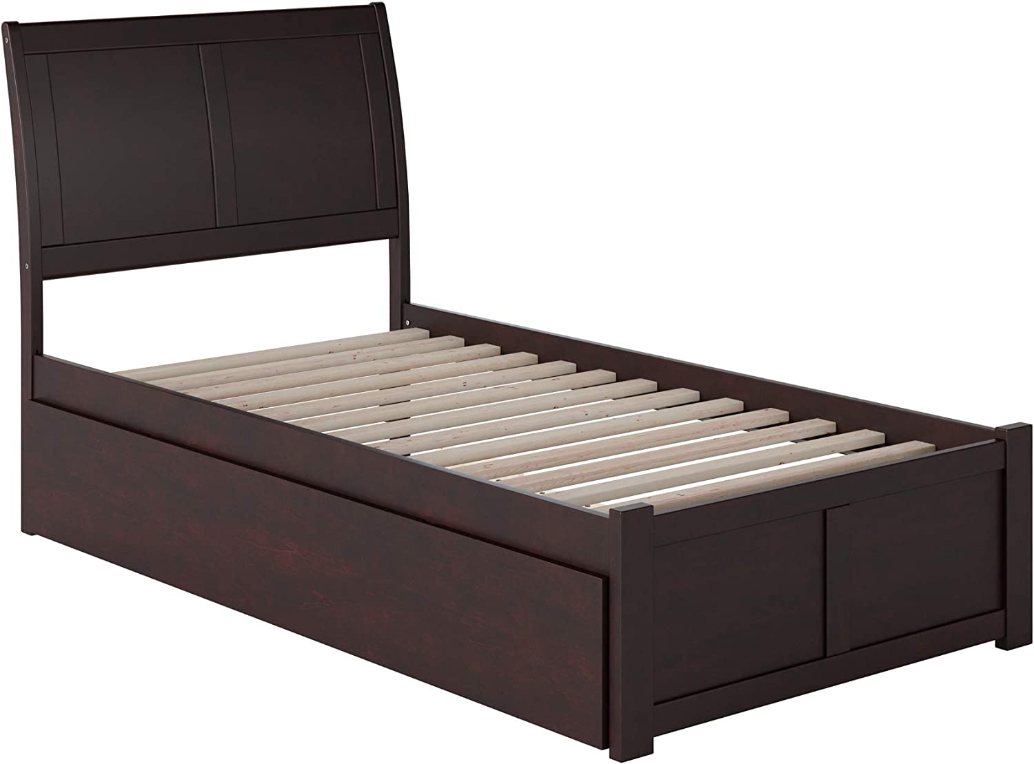 AFI Portland Platform Bed with Footboard and Turbo Charger with Twin Extra Long Trundle, XL, Espresso