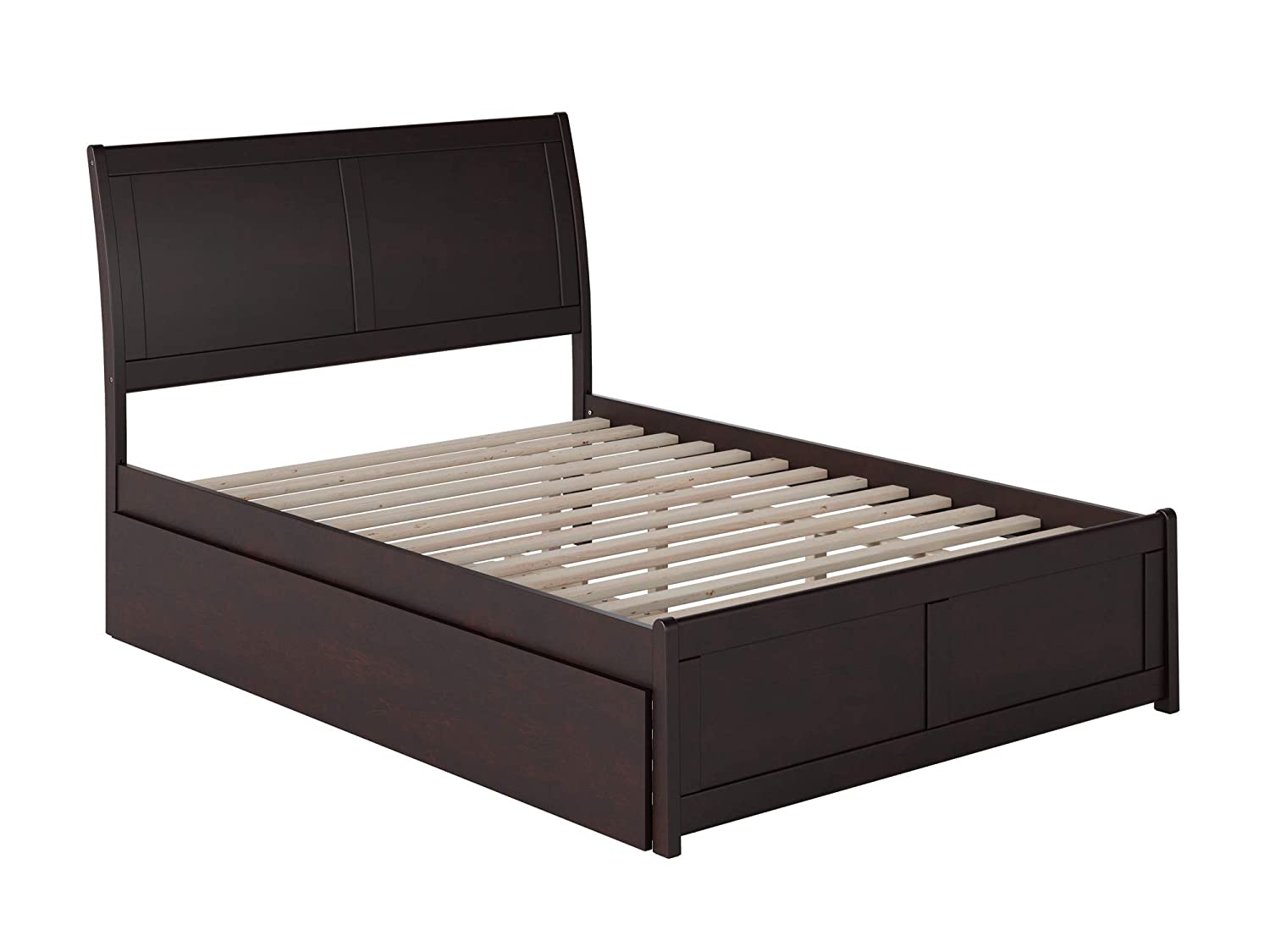 AFI Portland Platform Bed with Matching Footboard and Turbo Charger with Twin Size Urban Trundle, Full, Espresso