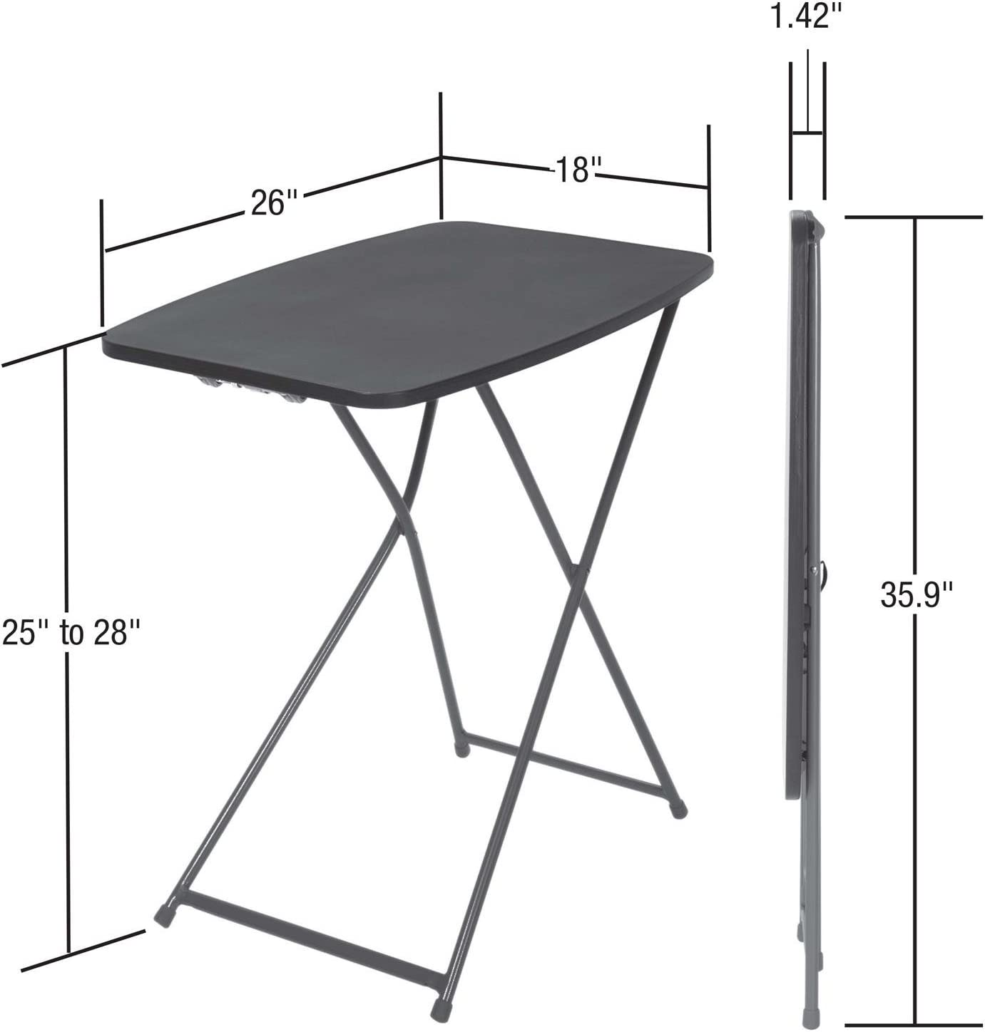 COSCO Multi-Purpose, Adjustable Height Personal Folding Activity Table, 2 Pack, Black