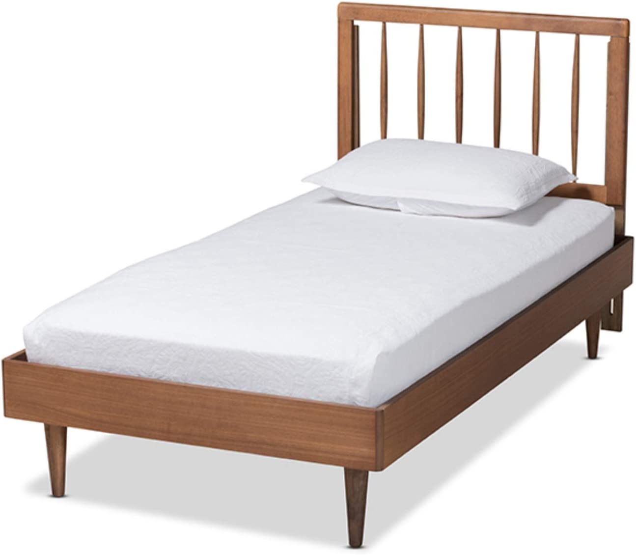 Baxton Studio Sora Mid-Century Modern Ash Walnut Finished Wood Twin Size Platform Bed