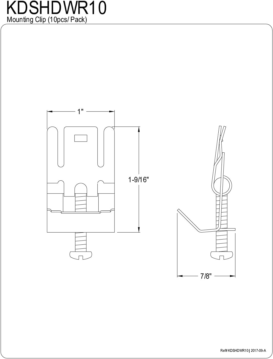 Kingston Brass KDSHDWR10 Mounting Clip (10Pcs/Pack) for Stainless Steel Sink, Silver