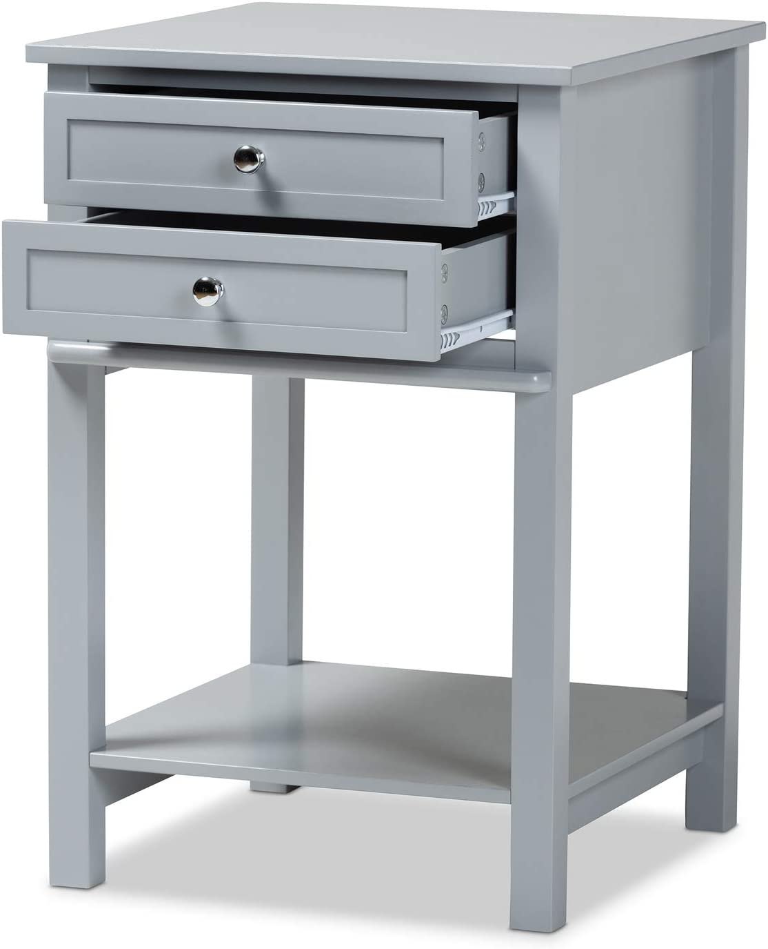 Baxton Studio Willow Modern Transitional Light Grey Finished 2-Drawer Wood Nightstand