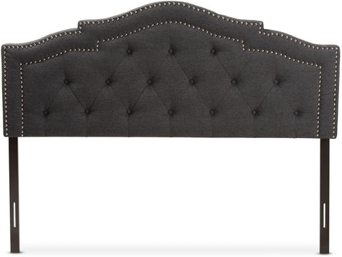Baxton Studio Edith Modern and Contemporary Dark Grey Fabric Queen Size Headboard Grey/Queen//Contemporary/Fabric Polyester 100%&#34;/LVL/Foam