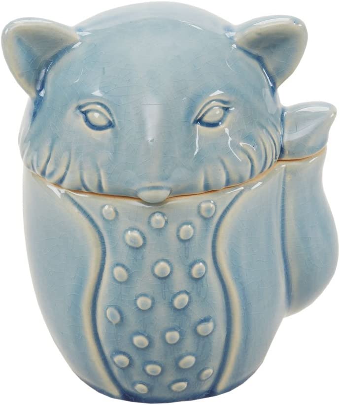 Madison Park Fox Ceramic Canister, Blue