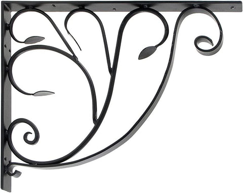 Achla Designs B-10 Leafy Leaf Mail Box Decorative Wrought Iron Mailbox Shelf Bracket, Black